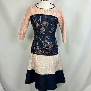 Miri Pink Blue Lsce Print Dress